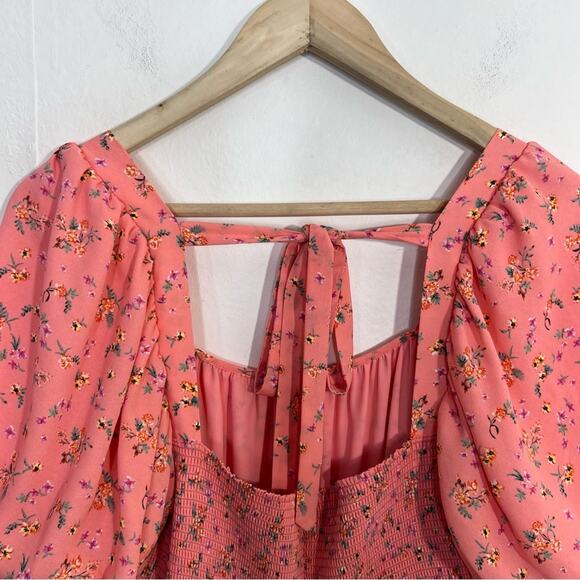 COLOR ME COURTNEY Yellow Pink Ditsy Flower Printed Cece Maxi Dress Size 10 - Picture 10 of 16